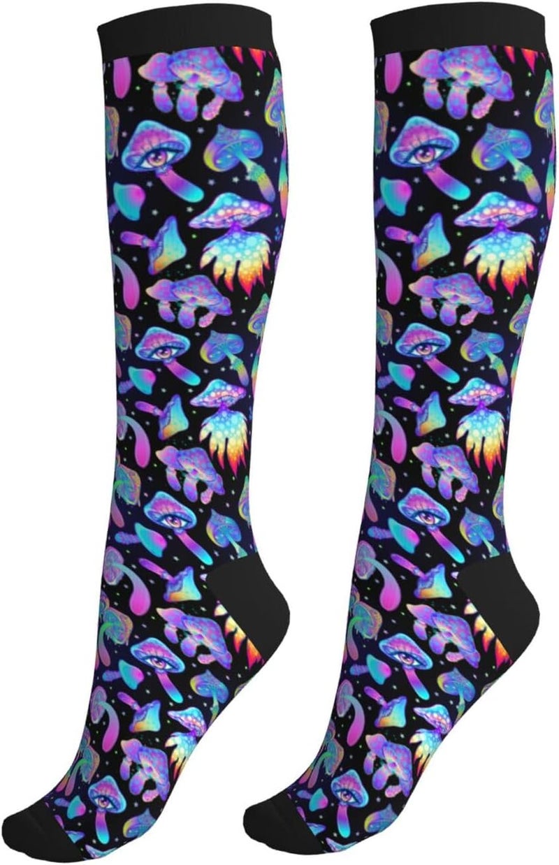Figtihw Tie Dye Compression Socks Knee High Support Socks For Women Men Running Athletic Hiking - Image 1